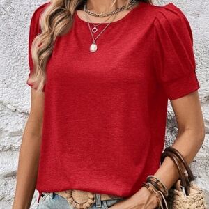 Puff Sleeve Round Neck Tee